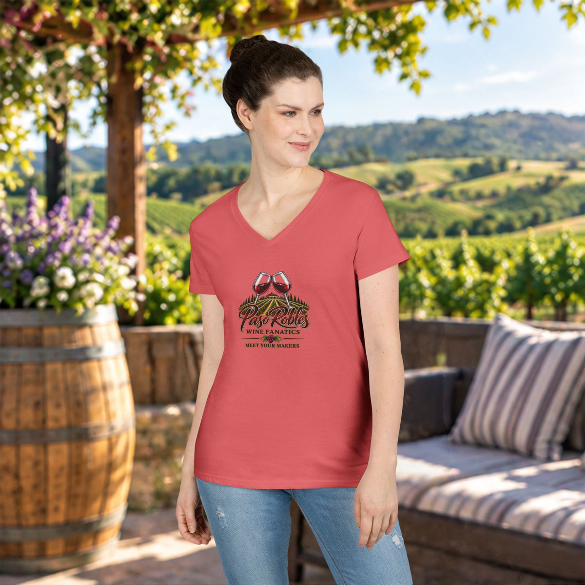 A Toast To Paso Robles Wine Fanatics Ladies V-Neck T-Shirt