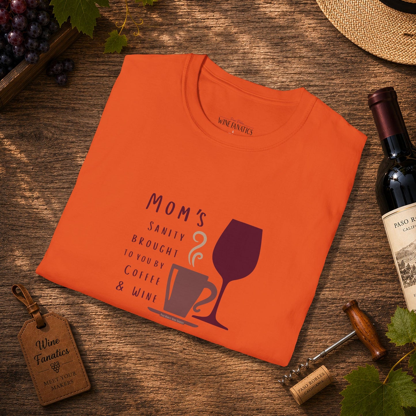 Mom's sanity brought to you by Coffee & Wine Crewneck Tee