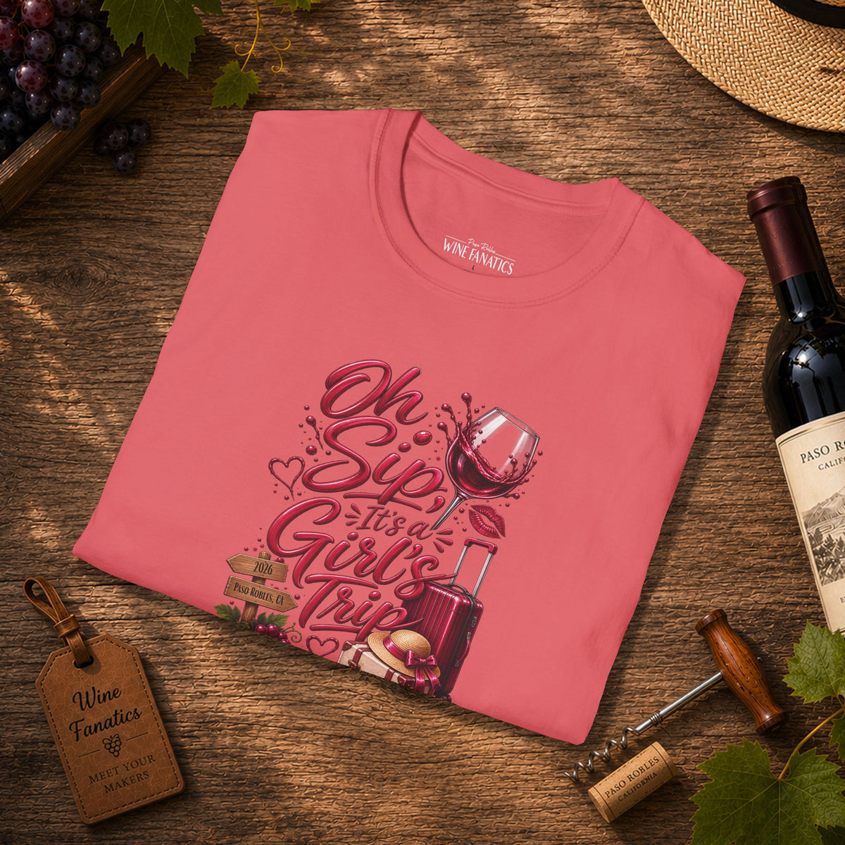 Oh Sip It's A Girl's Trip 2026 Personalized Crewneck T-Shirt