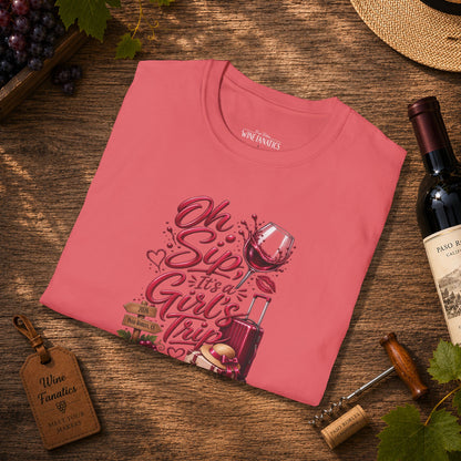 Oh Sip It's A Girl's Trip 2026 Personalized Crewneck T-Shirt