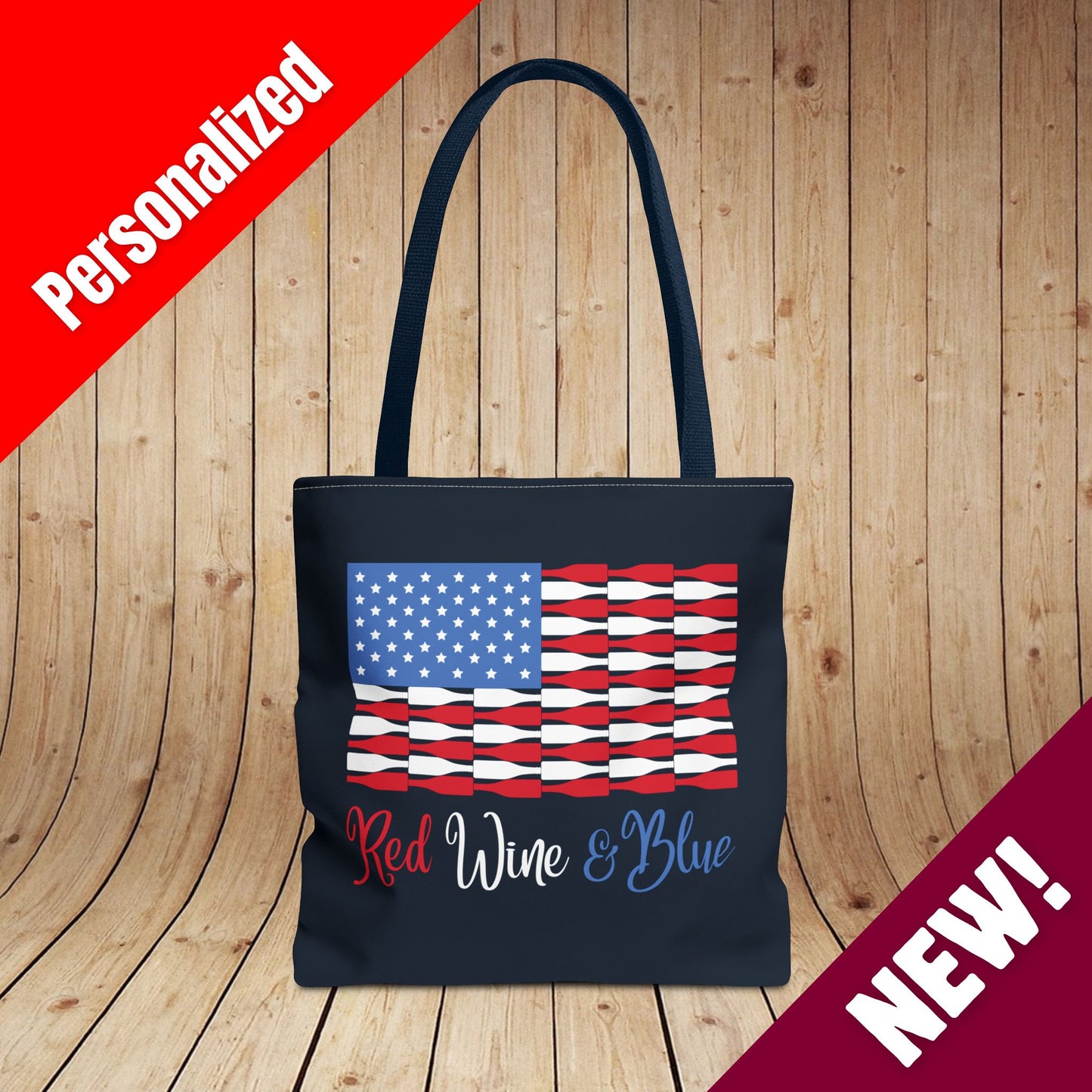 Red Wine & Blue Independence Day Personalized Tote Bag