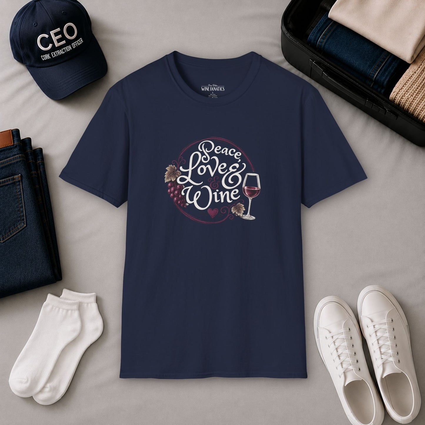 Peace, Love & Wine Crewneck Tee