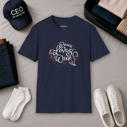 Peace, Love & Wine Crewneck Tee