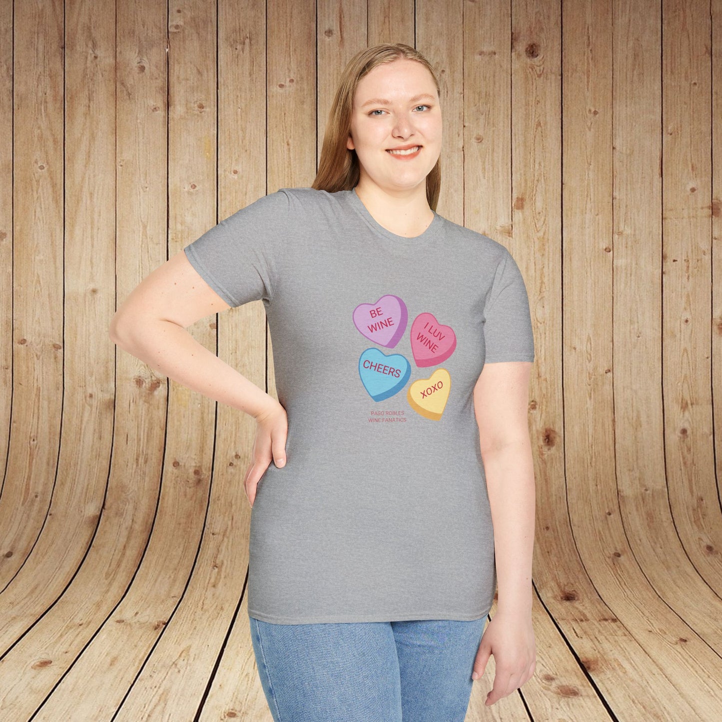 Wine Conversation Hearts Unisex Softstyle T-Shirt