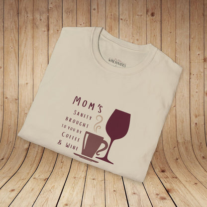 Mom's sanity brought to you by Coffee & Wine Personalized Tee