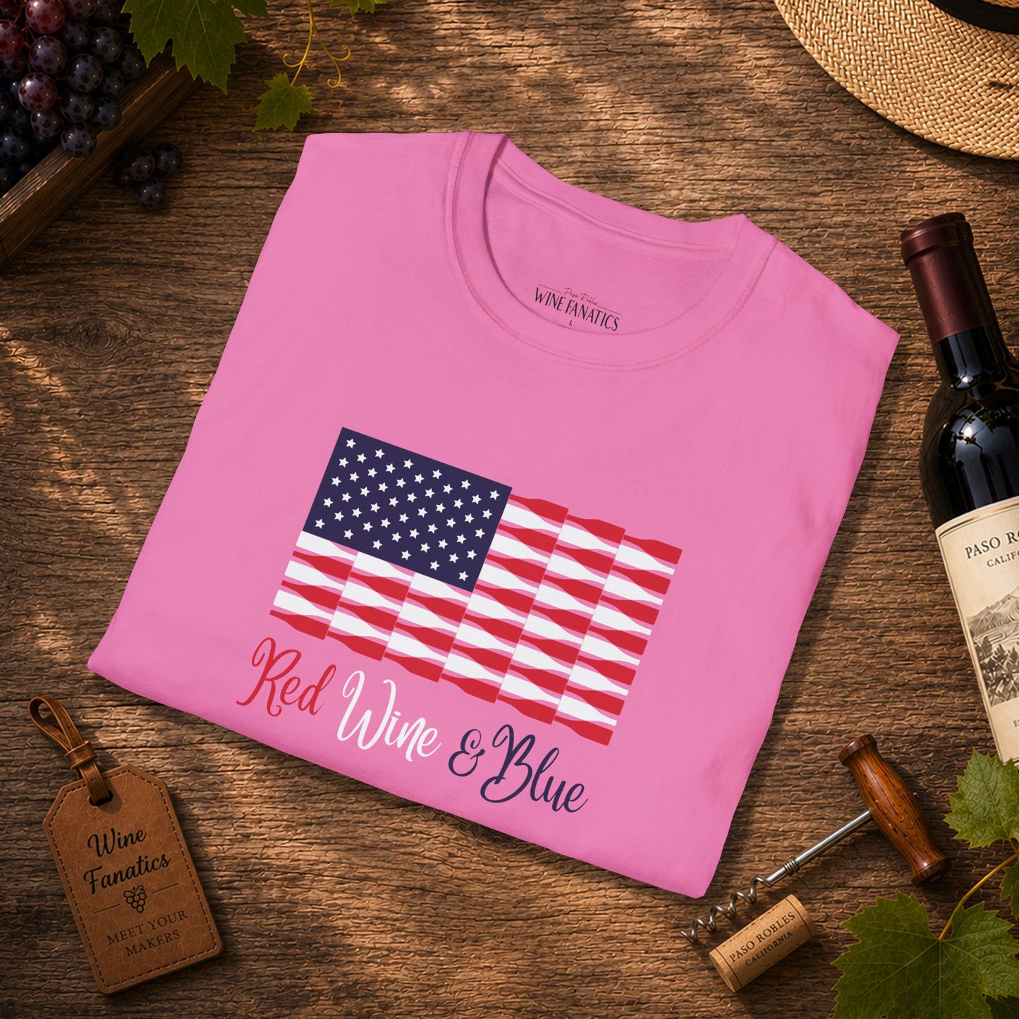 Red Wine & Blue Independence Day Unisex Softstyle T-Shirt