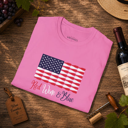 Red Wine & Blue Independence Day Unisex Softstyle T-Shirt