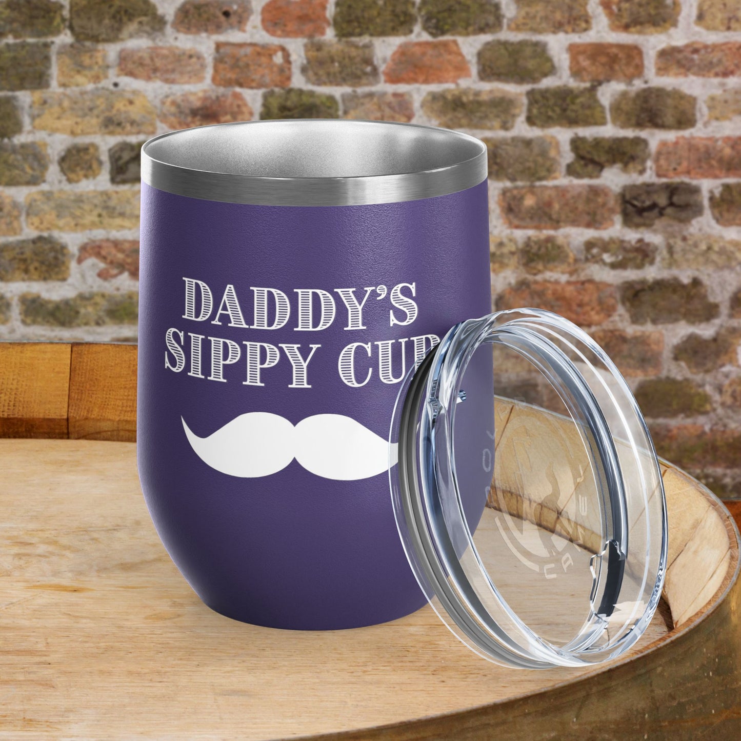 Daddy's Sippy Cup (mustache) Personalized 12oz Wine Tumbler