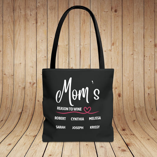 Mom's Reason To Wine Personalized Tote Bag