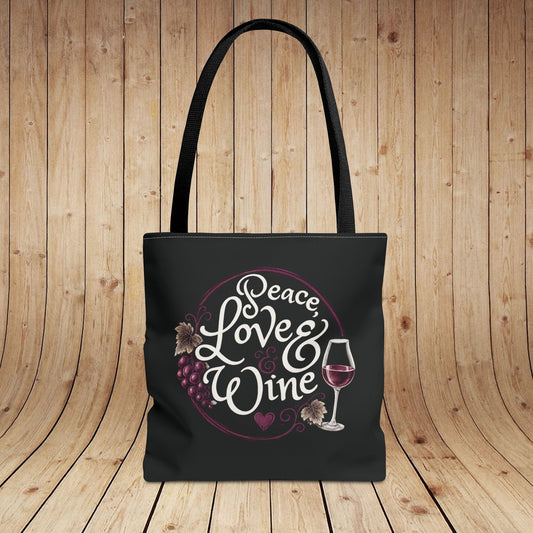 Peace Love Wine Personalized Tote Bag