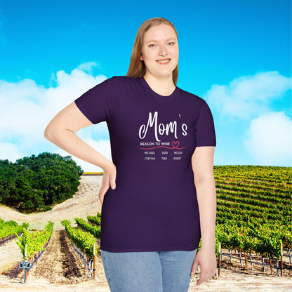 Mom's Reason To Wine Personalized Tee