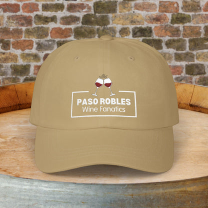 Paso Robles Wine Fanatics Toast Embroidered White Banner Cap
