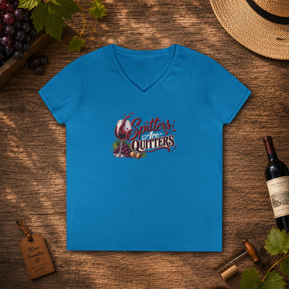 Spitters Are Quitters (wine) Ladies V-Neck T-Shirt