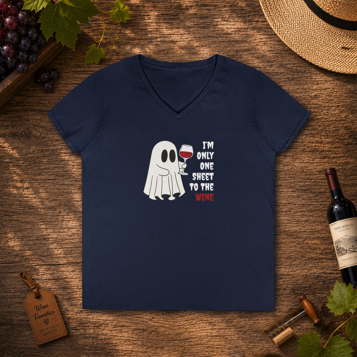 One Sheet To The Wine Ladies V-Neck Tee
