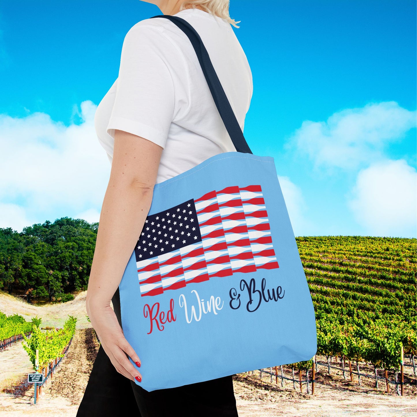Red Wine & Blue Independence Day Personalized Tote Bag