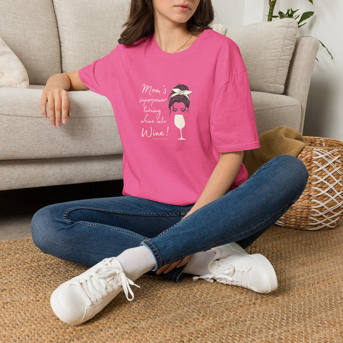 Mom's superpower, turning whine into Wine! Crewneck Tee