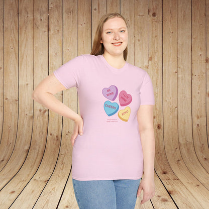 Wine Conversation Hearts Unisex Softstyle T-Shirt