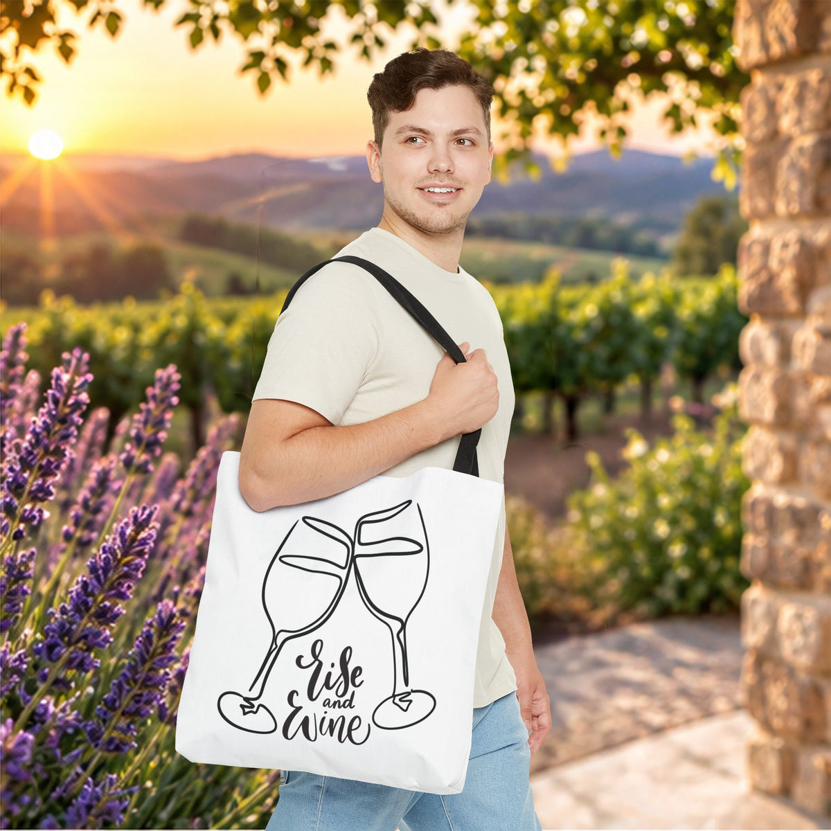 Rise & Wine Personalized Tote Bag