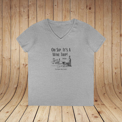Oh Sip It's A Wine Trip Ladies V-Neck  Tee