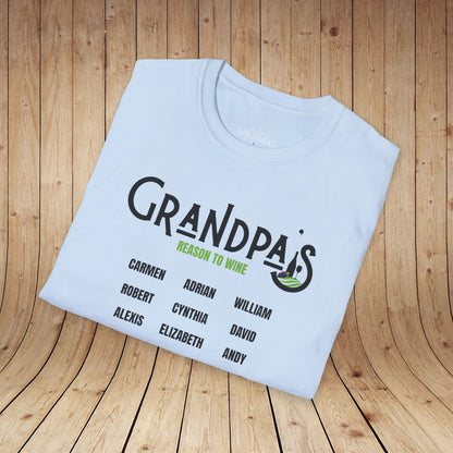 Grandpa's Reason To Wine Personalized T-Shirt