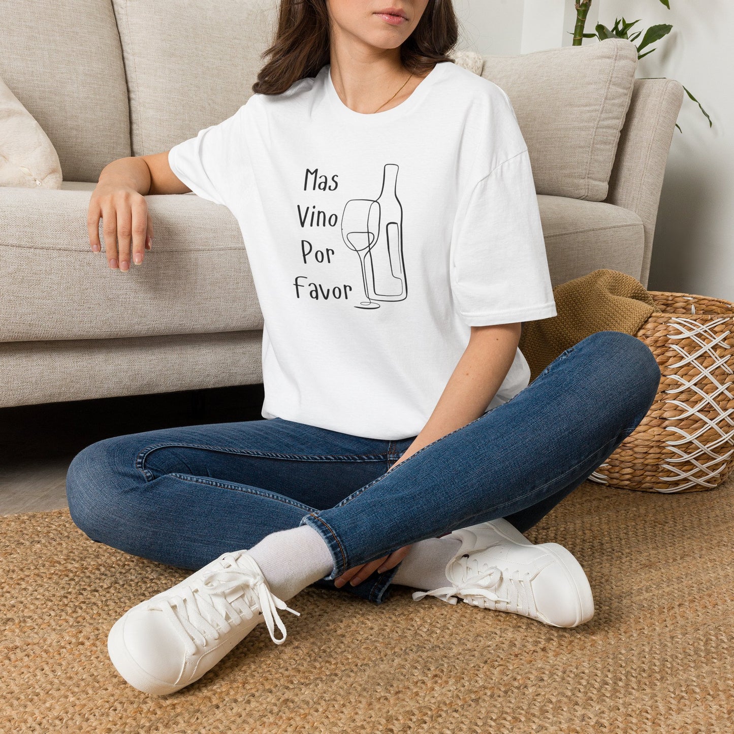 Mas Vino Por Favor Crewneck Tee
