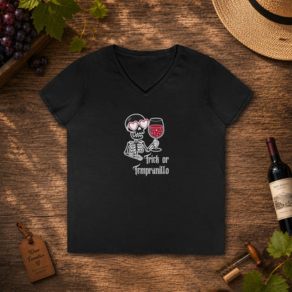 Trick or Tempranillo Ladies V-Neck Tee