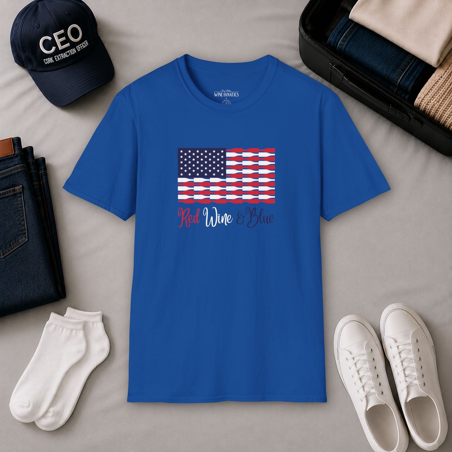 Red Wine & Blue Independence Day Unisex Softstyle T-Shirt