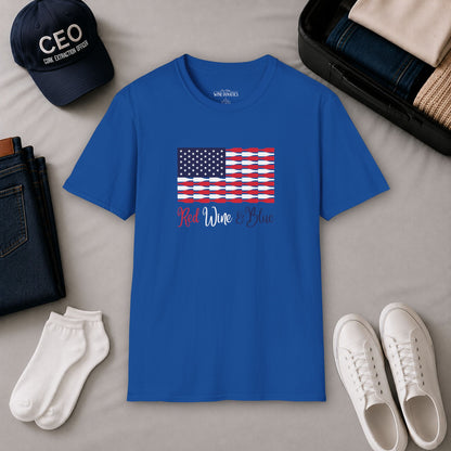 Red Wine & Blue Independence Day Unisex Softstyle T-Shirt