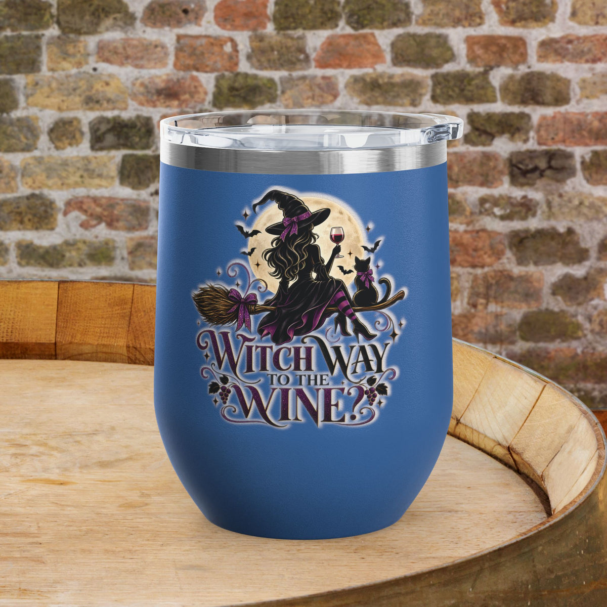 Witch Way To The Wine 12oz Personalized Wine Tumbler