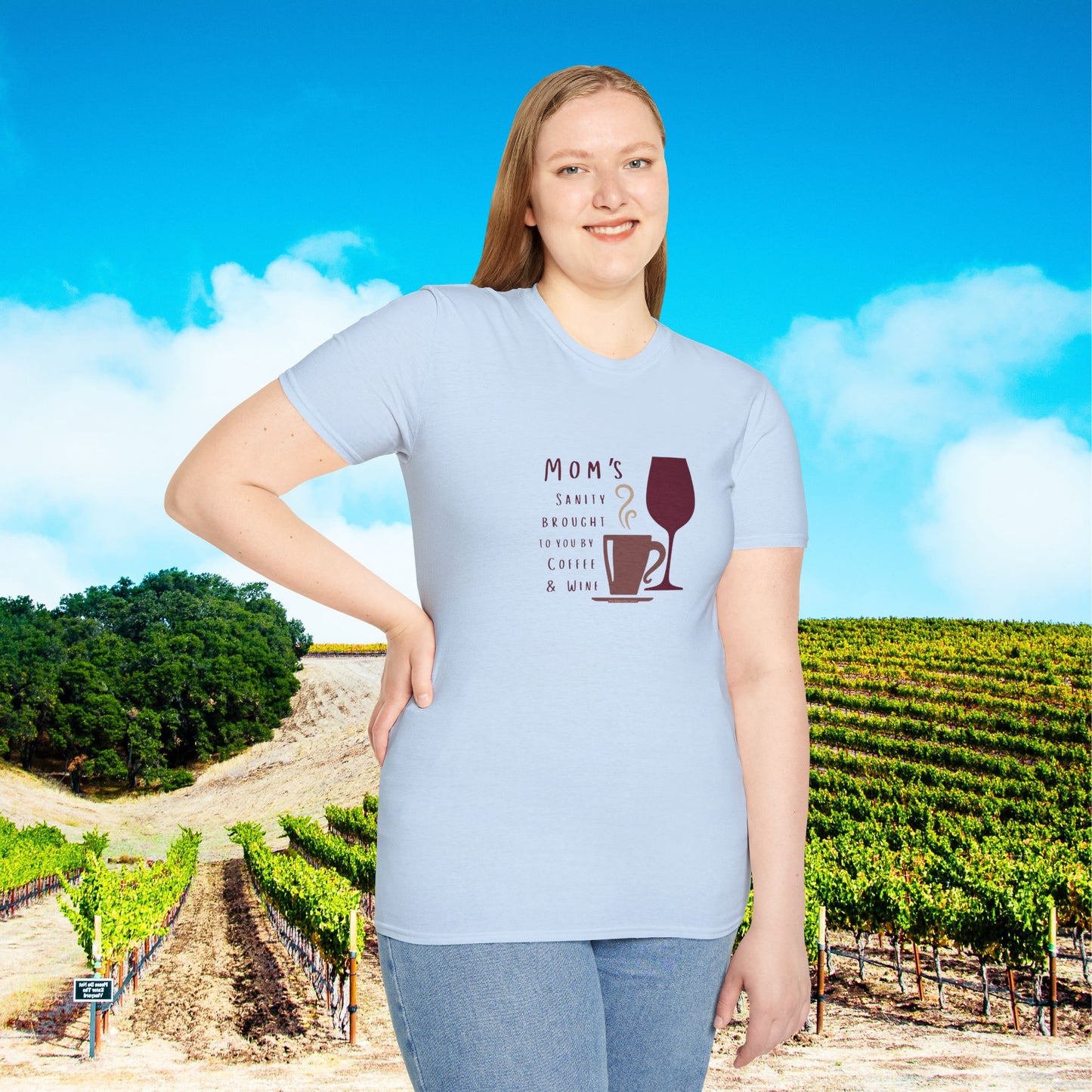 Mom's sanity brought to you by Coffee & Wine Personalized Tee