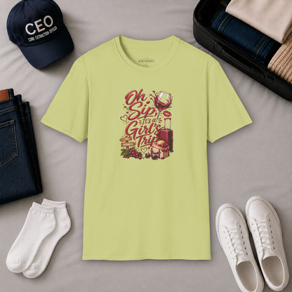 Oh Sip It's A Girl's Trip Personalized Crewneck Tee