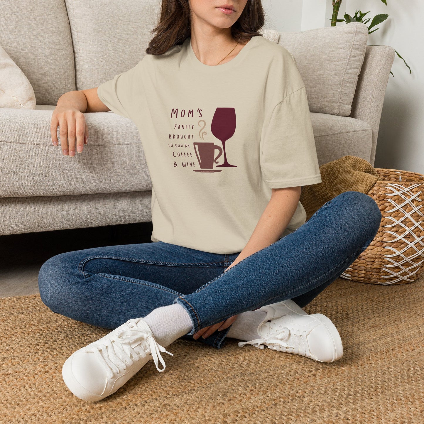 Mom's sanity brought to you by Coffee & Wine Crewneck Tee