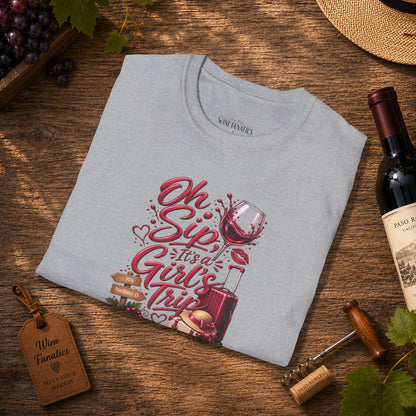 Oh Sip It's A Girl's Trip Personalized Crewneck Tee