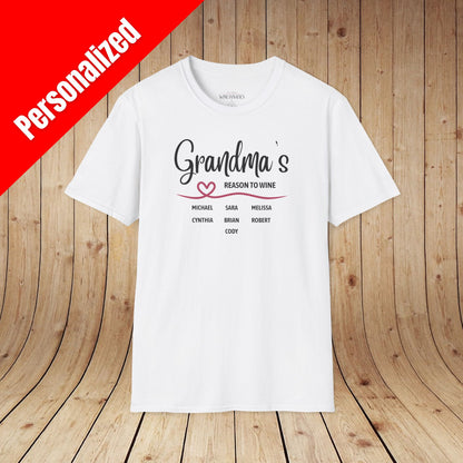 Grandma's Reason To Wine Personalized T-Shirt