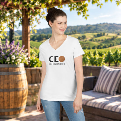 CEO Cork Extraction Officer Ladies V-Neck Tee