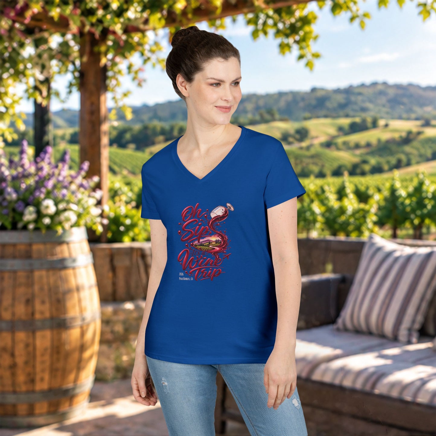 Oh Sip It's A Wine Trip Ladies V-Neck  Tee