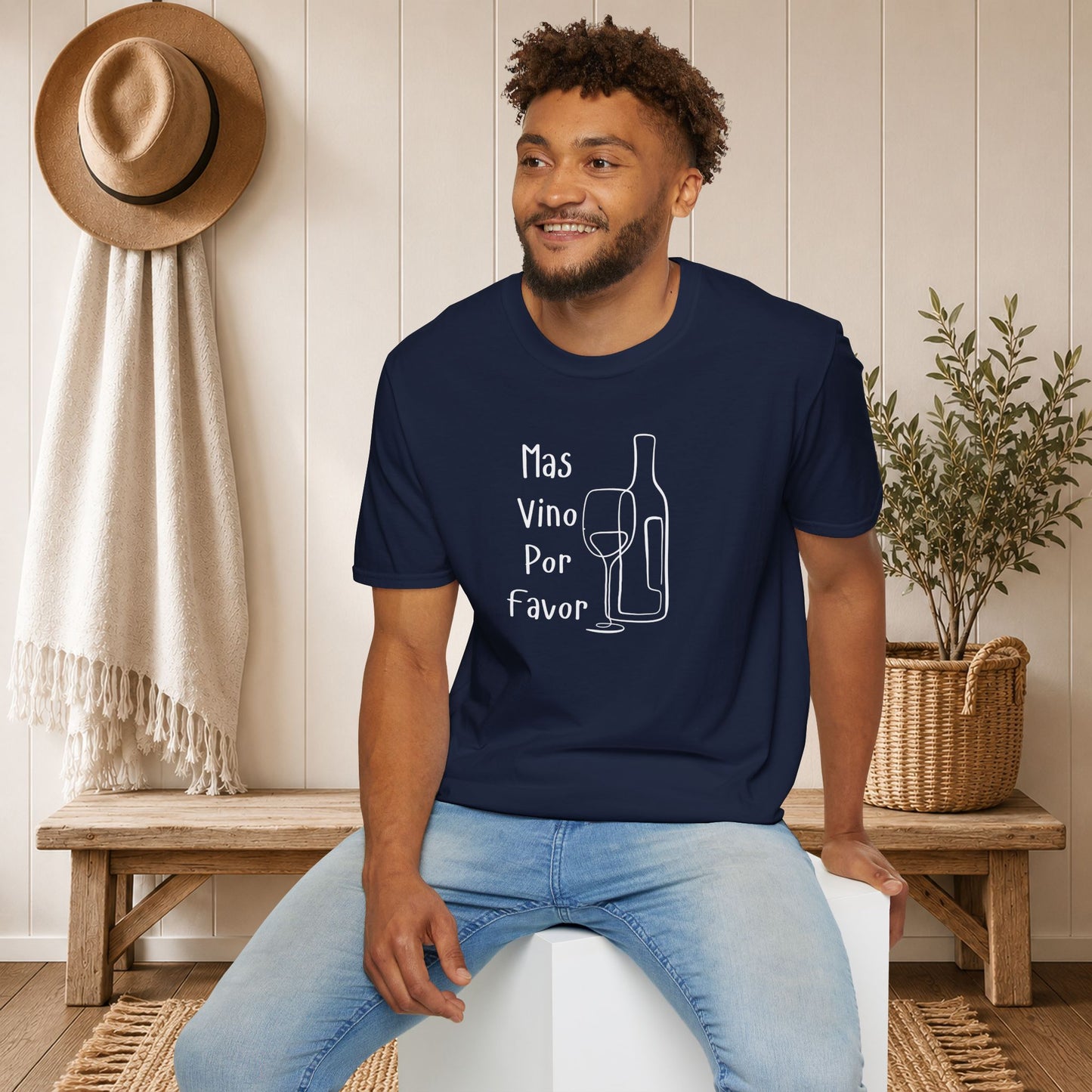 Mas Vino Por Favor Crewneck Tee
