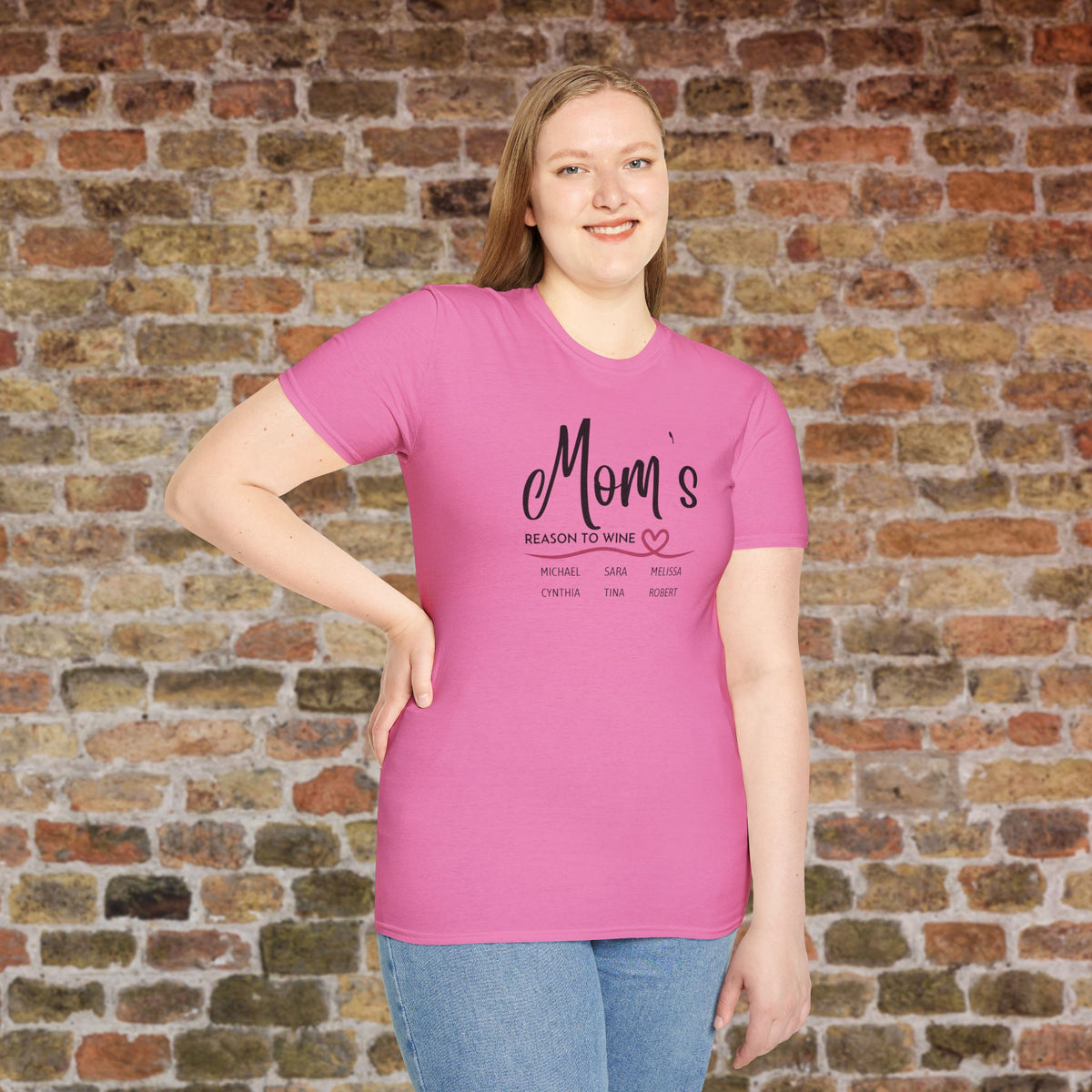 Mom's Reason To Wine Personalized Crew Neck Tee
