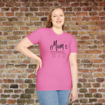 Mom's Reason To Wine Personalized Crew Neck Tee