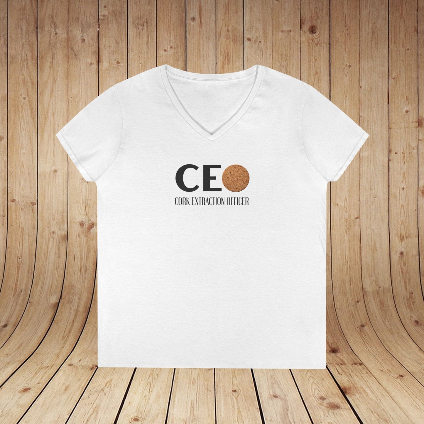 CEO Cork Extraction Officer Ladies V-Neck Tee