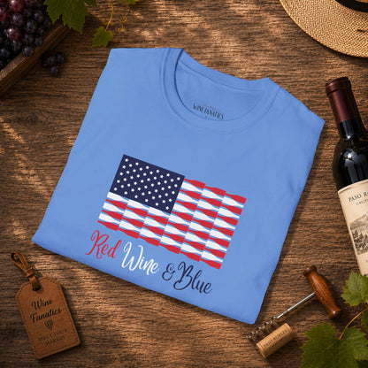 Red Wine & Blue Independence Day Unisex Softstyle T-Shirt