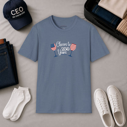Cheers to 250 Years Independence Day Unisex Softstyle T-Shirt