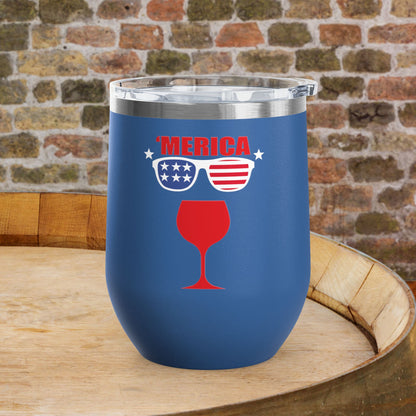 'MERICA Independence Day Personalized 12oz Wine Tumbler