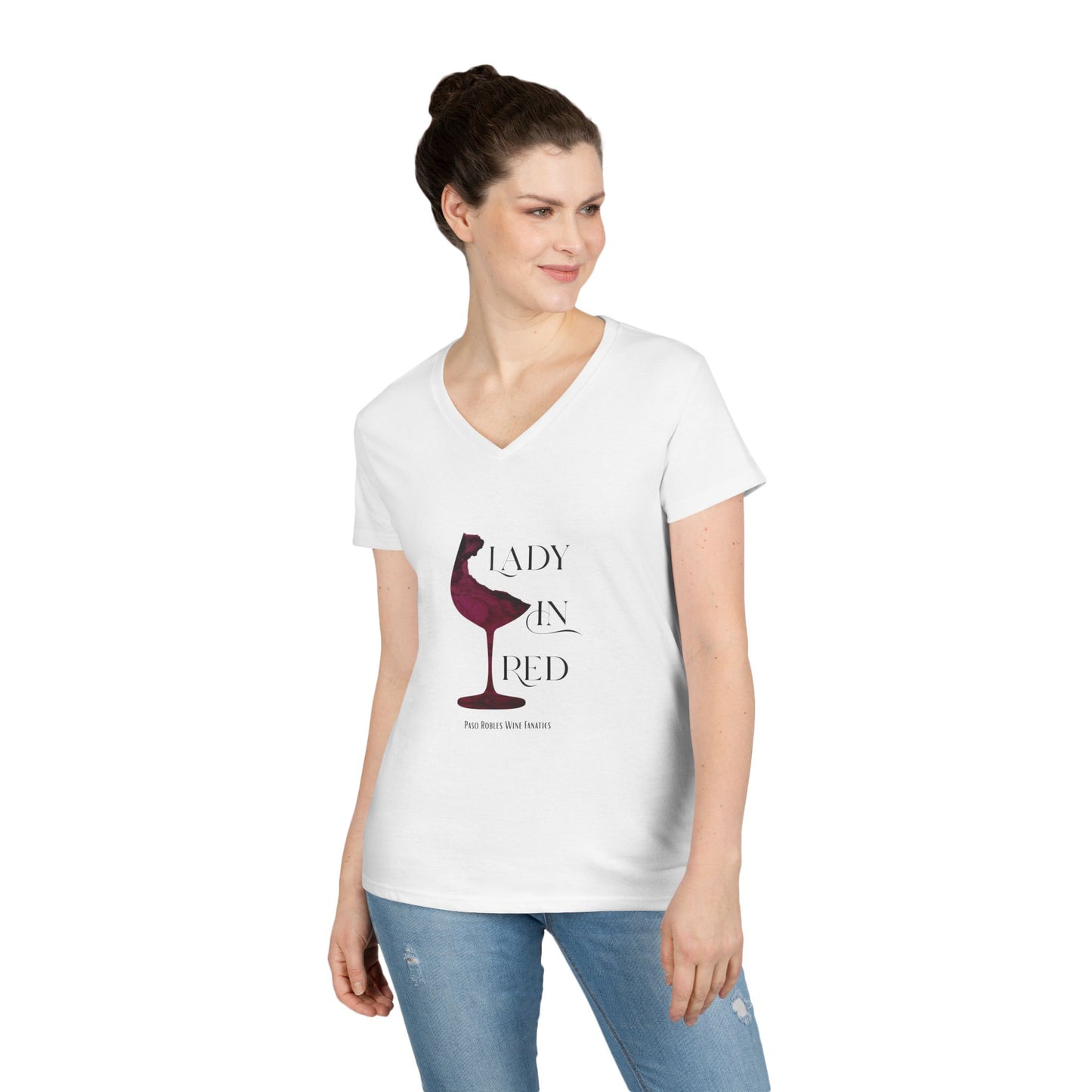 Lady In Red Ladies V-Neck Tee