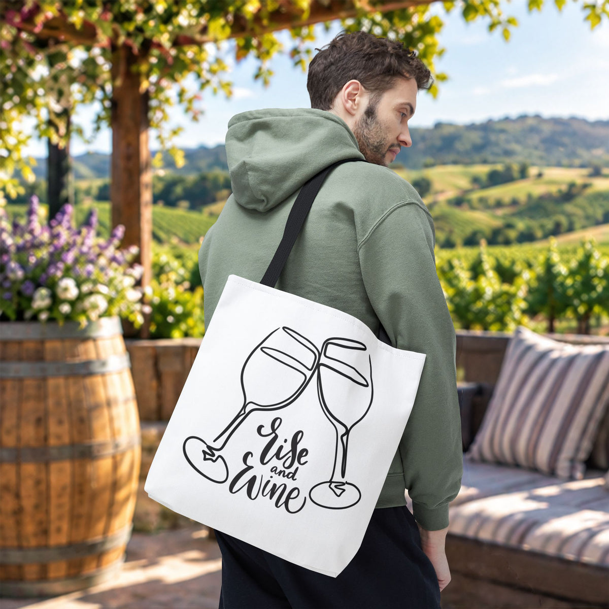 Rise & Wine Personalized Tote Bag