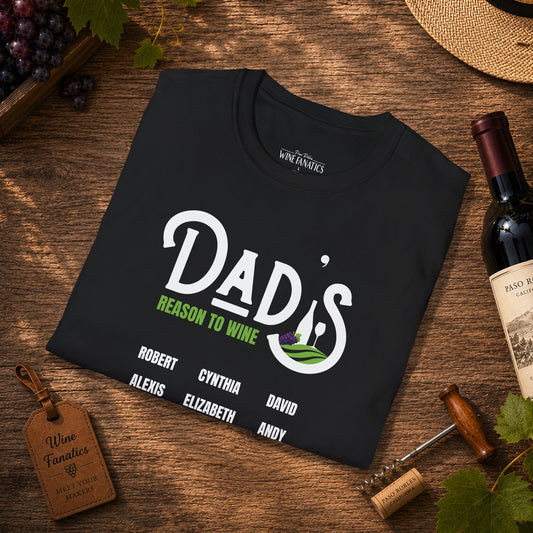 Dad's Reason To Wine Personalized Crew Neck T-Shirt