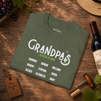 Grandpa's Reason To Wine Personalized Crew Neck T-Shirt