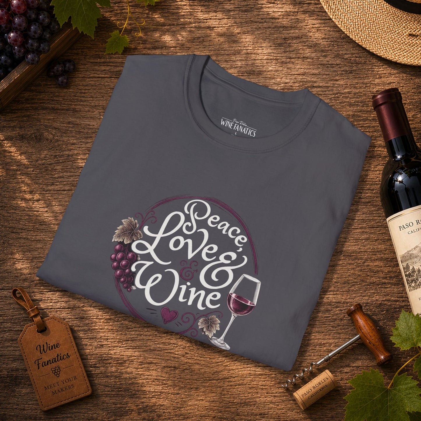 Peace, Love & Wine Crewneck Tee