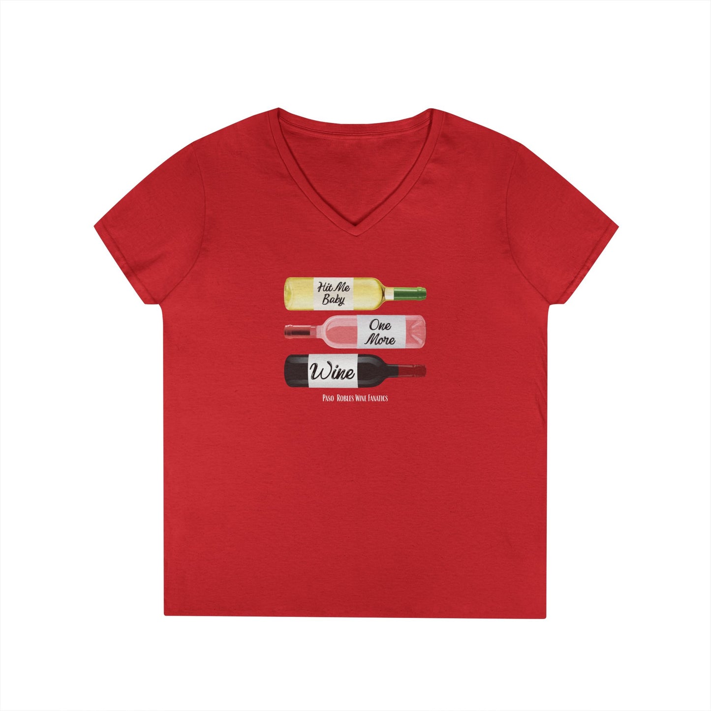 Hit Me Baby One More Wine Ladies V-Neck  Tee