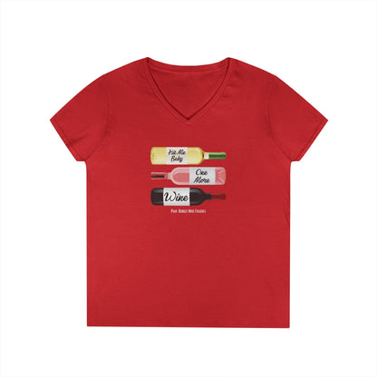 Hit Me Baby One More Wine Ladies V-Neck  Tee